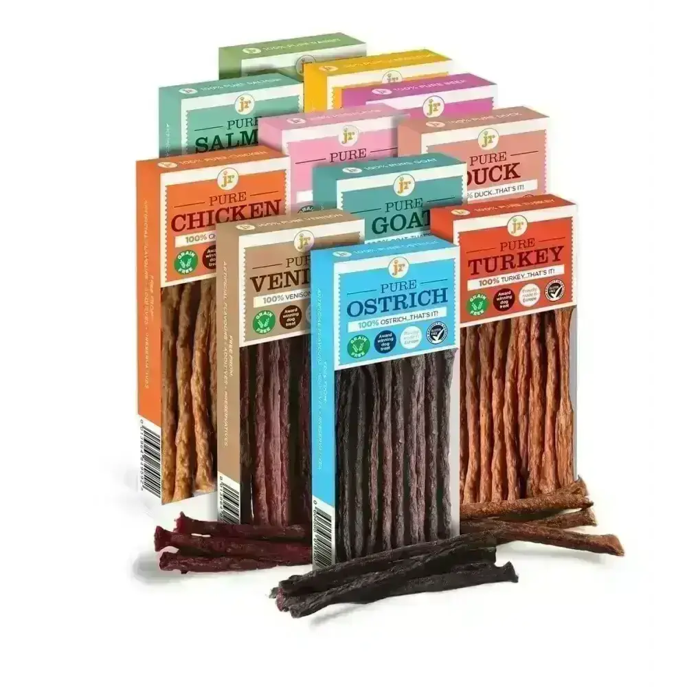 JR Pet Products Pure Sticks Variety Bundle: Grain Free Dog Treats in Orange Packaging