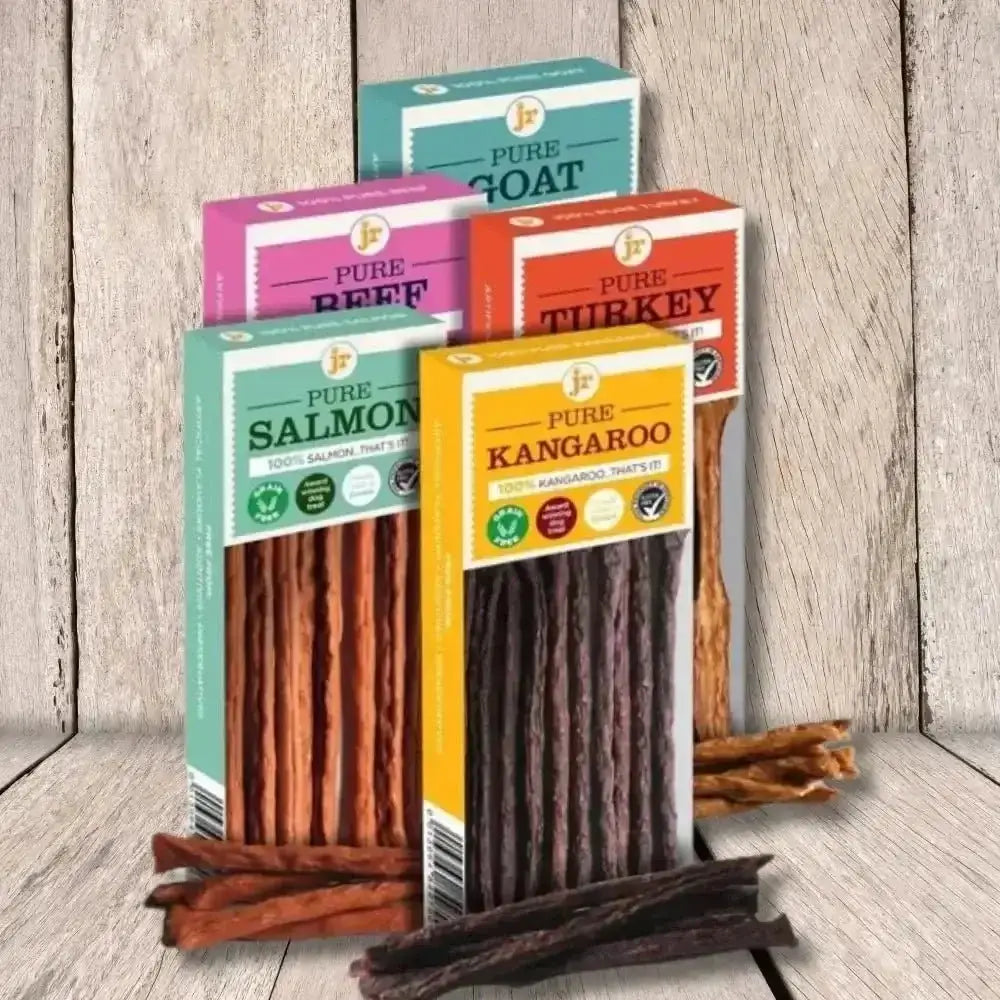JR Pet Products Pure Sticks Variety Pack with kangaroo twists in orange box