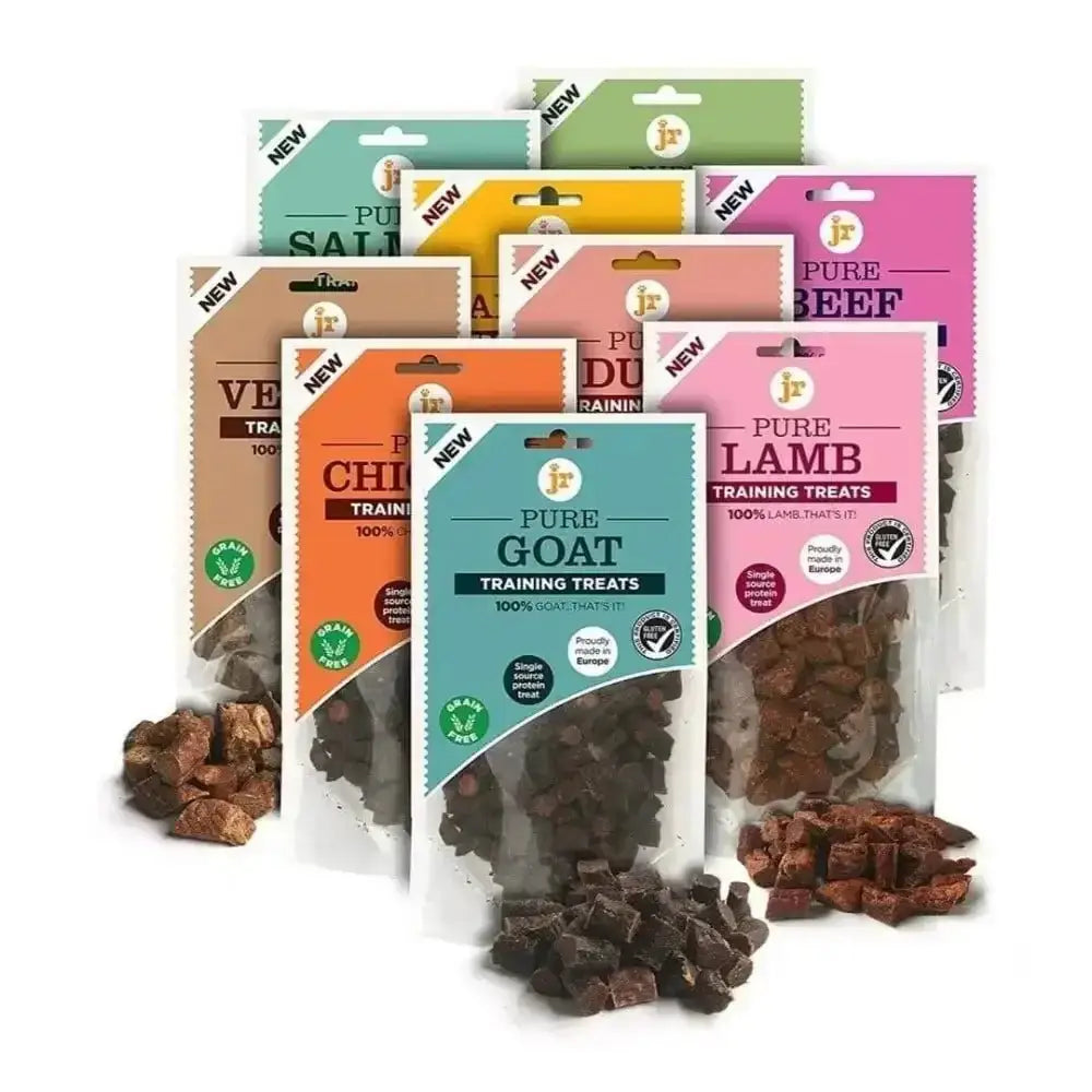Pure training treats by JR Pet Products in colorful packaging, ideal for training