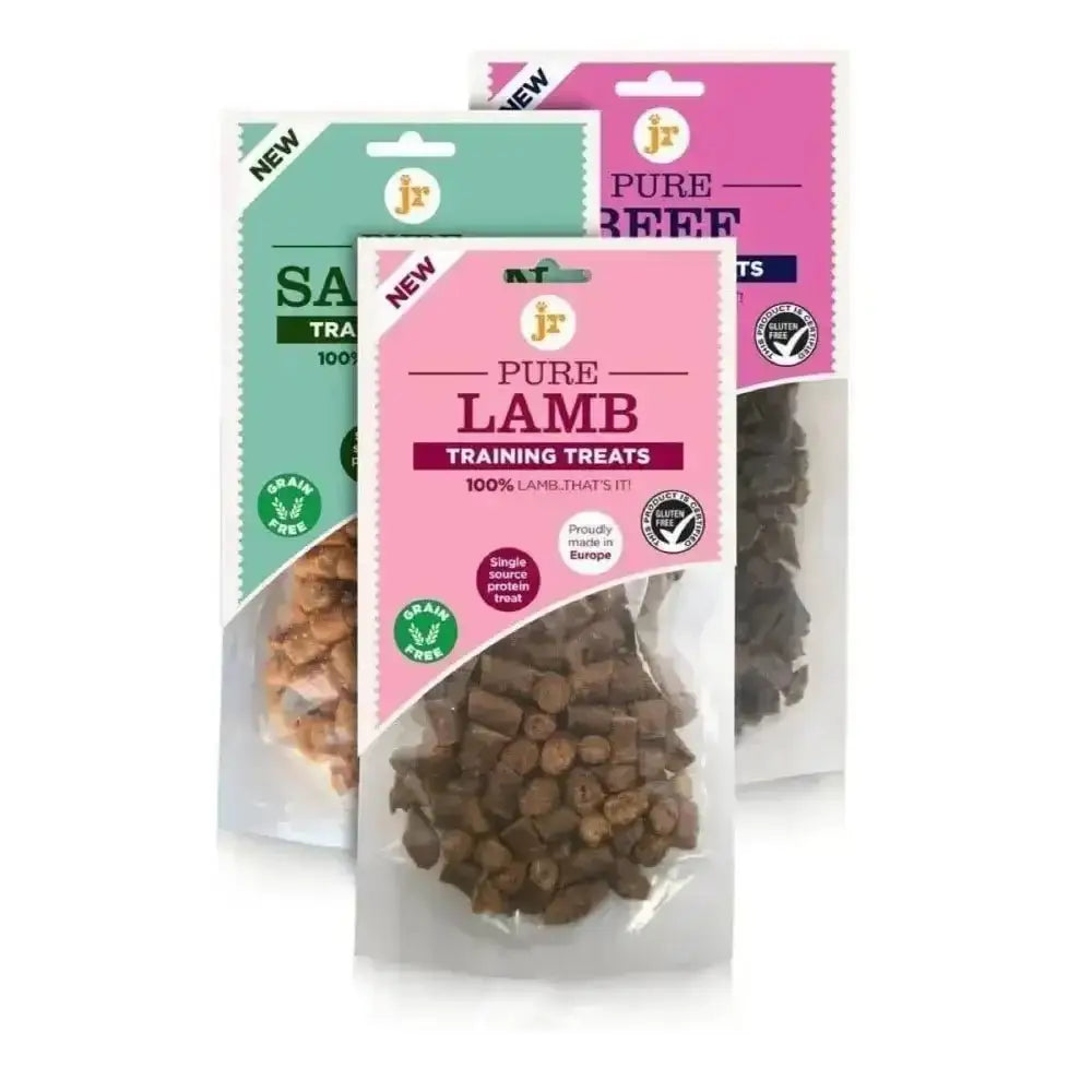Pure training treats in pink packaging from JR Pet Products Lamb Salmon & Beef Variety Pack