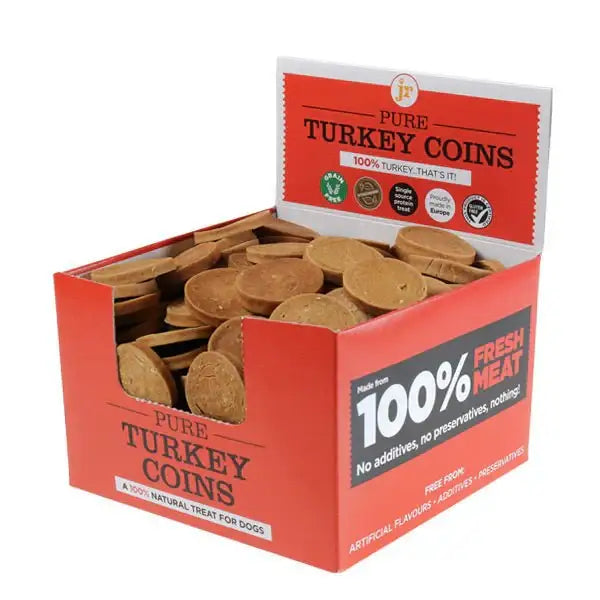 JR Pet Products Pure Turkey Coins - 1.5kg Box - Natural Treats For Dogs