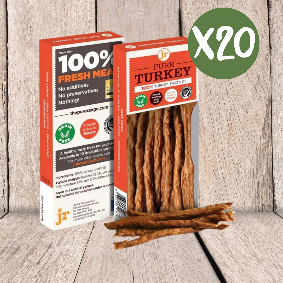 JR Pet Products Pure Turkey Sticks Case of 20 - Natural Treats For Dogs