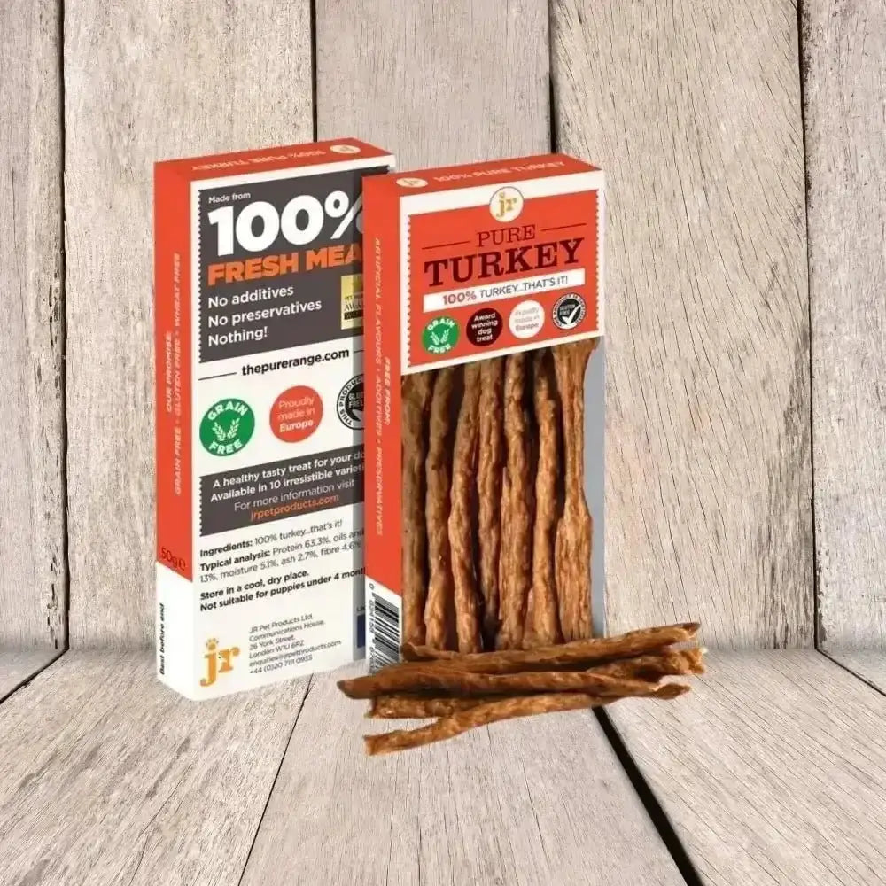 Pure turkey sticks for pets in red and white box, natural pet products