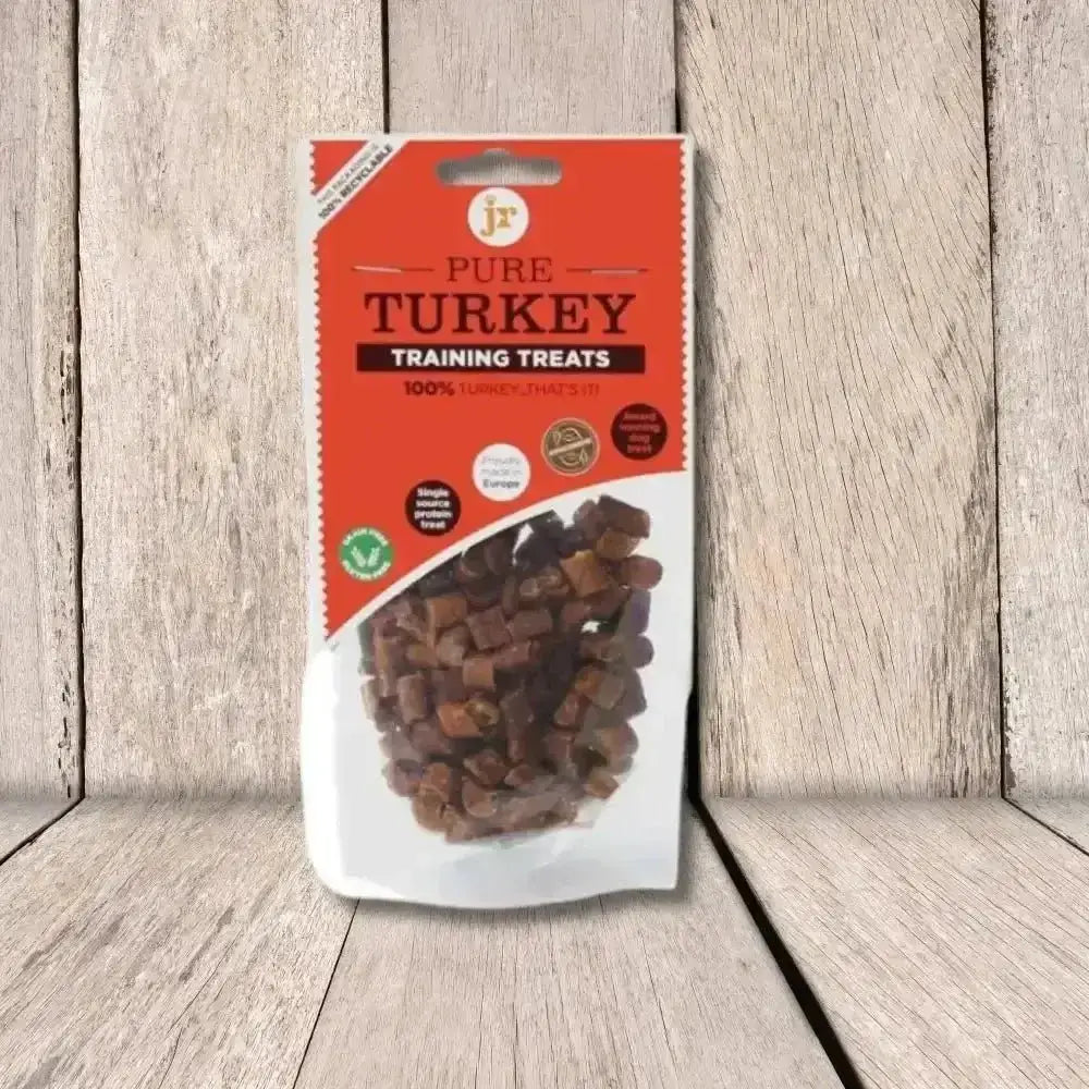 JR Pet Products Pure Turkey Training Treats in clear packaging