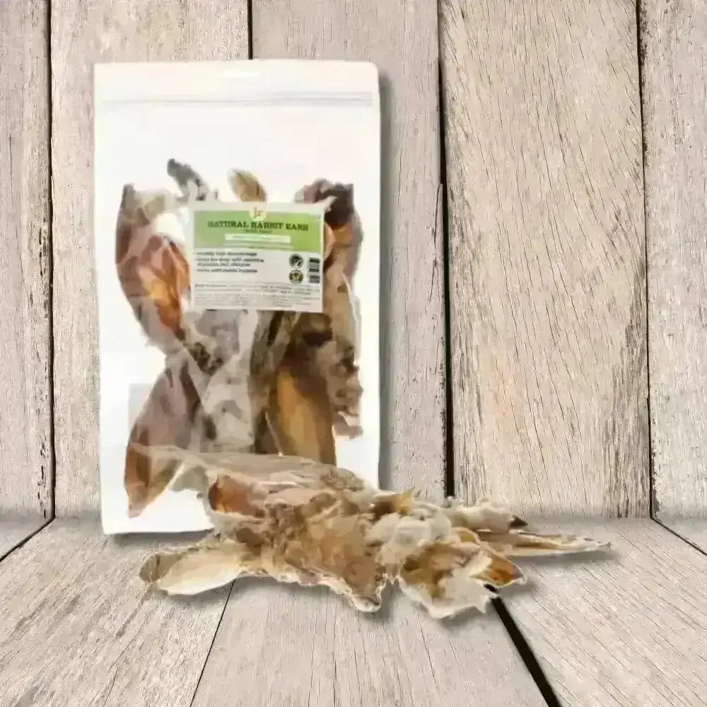 JR Pet Products Rabbit Ears with Hair: Natural Beefy Dog Treat Bag