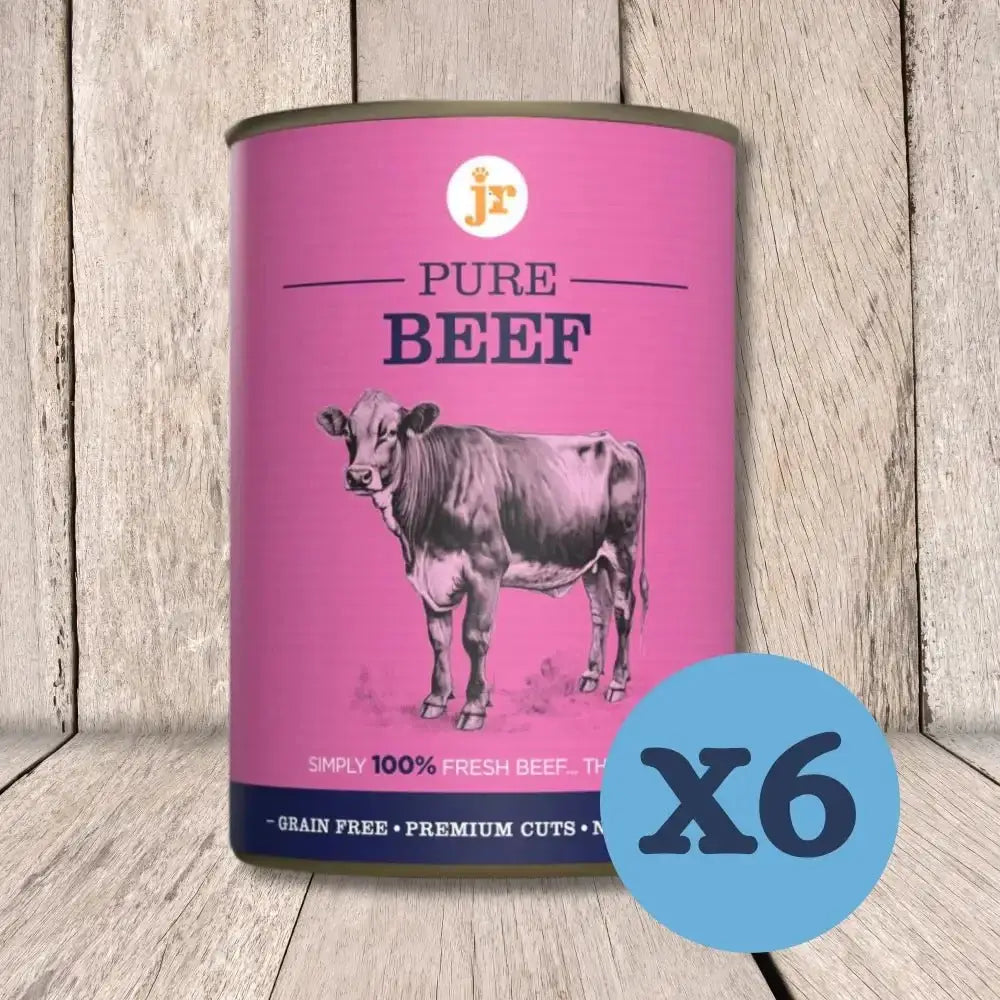 JR Pure Beef Topper 400g with pink can, cow illustration and pure beef text