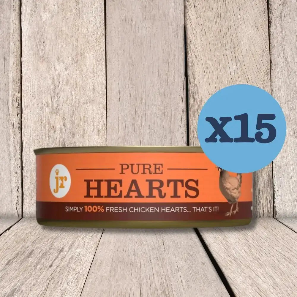 JR Pure Chicken Hearts Topper 80g in 15-pack tin canister