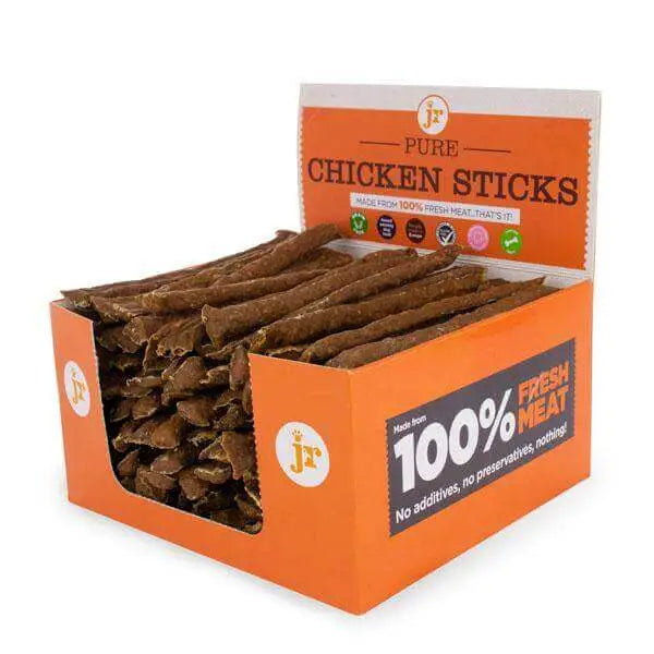 JR Pure Chicken Sticks in orange cardboard box