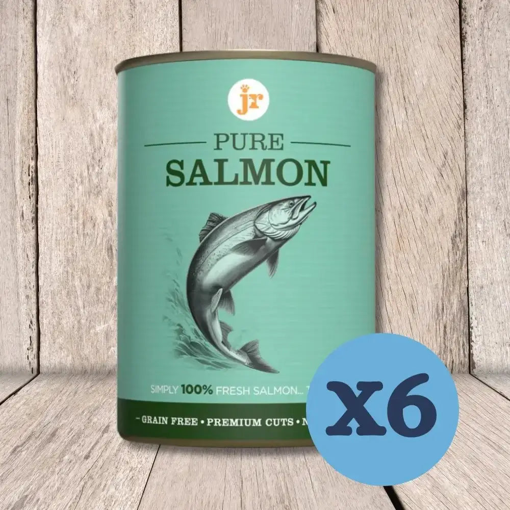 JR Pure Salmon Topper & Mixer 400g: 6-pack of grain-free premium fresh salmon cans, responsibly sourced