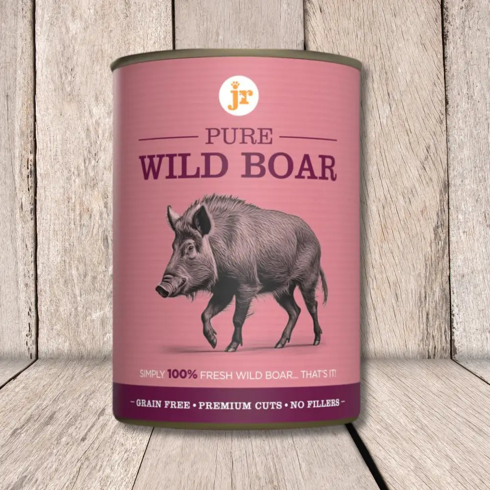JR Pure Wild Boar Topper & Mixer 400g pink can with animal illustration