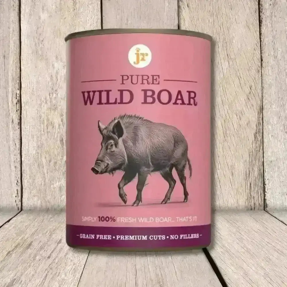 JR Pure Wild Boar Topper & Mixer 400g pink can with animal illustration