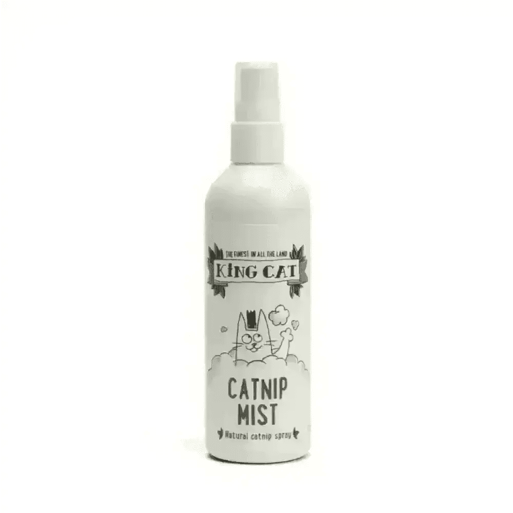 King Cat catnip mist spray bottle, 175ml cat toy made with top hat cat label