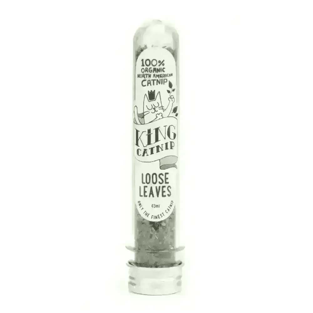 King Catnip organic catnip loose leaves in clear glass tube