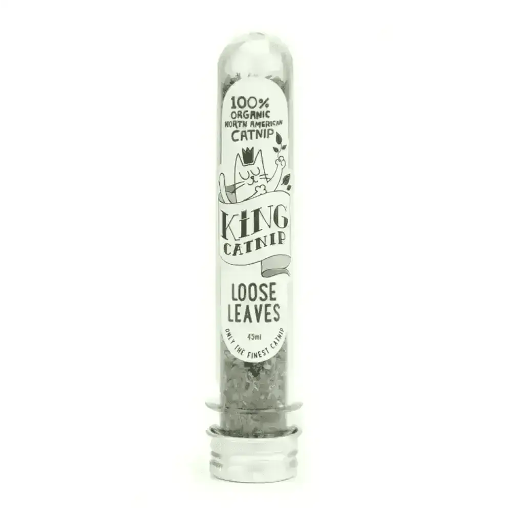 King Catnip organic catnip loose leaves in clear glass tube