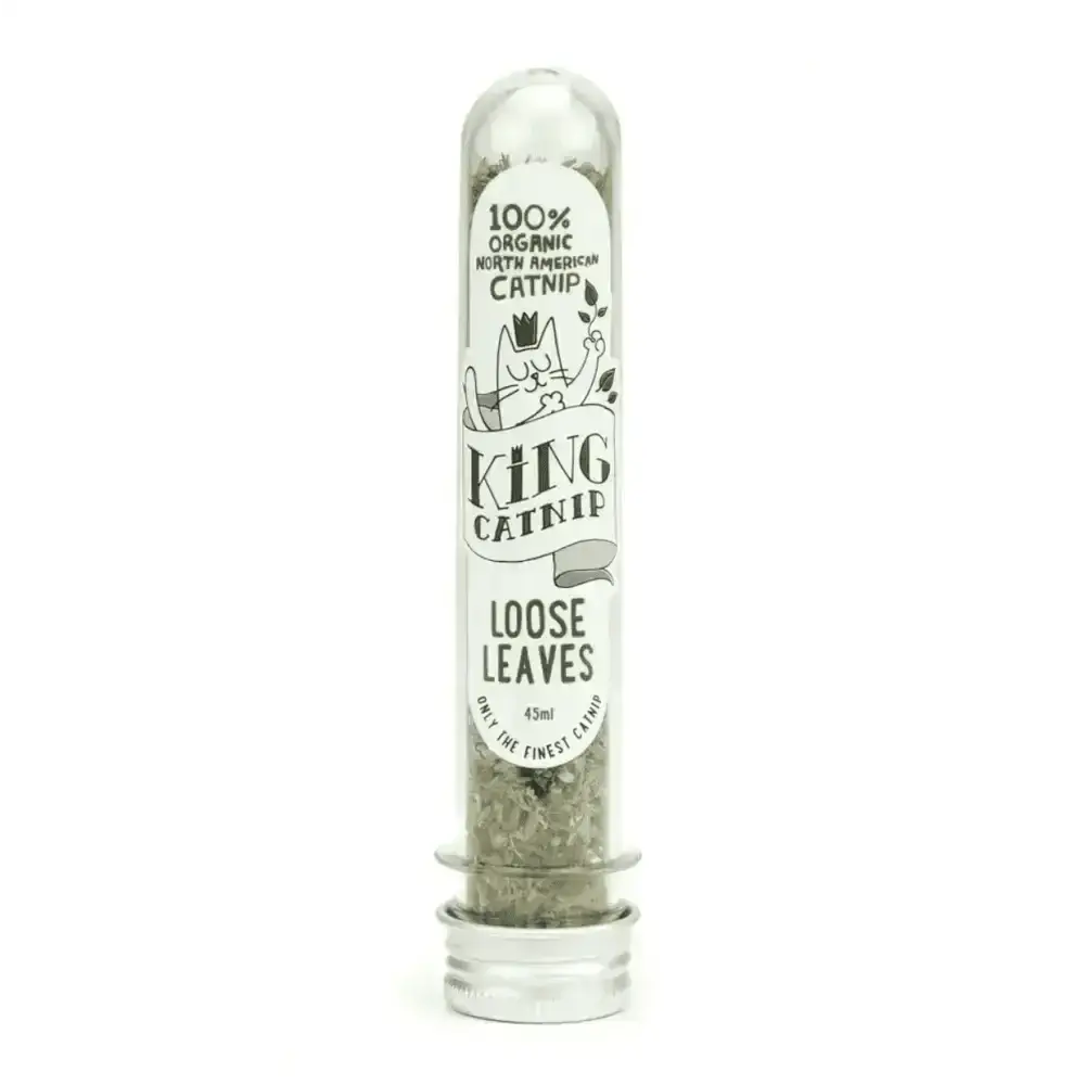 King Catnip organic catnip loose leaves in clear glass tube