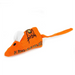 Orange mouse-shaped toy with a white tail on a white background