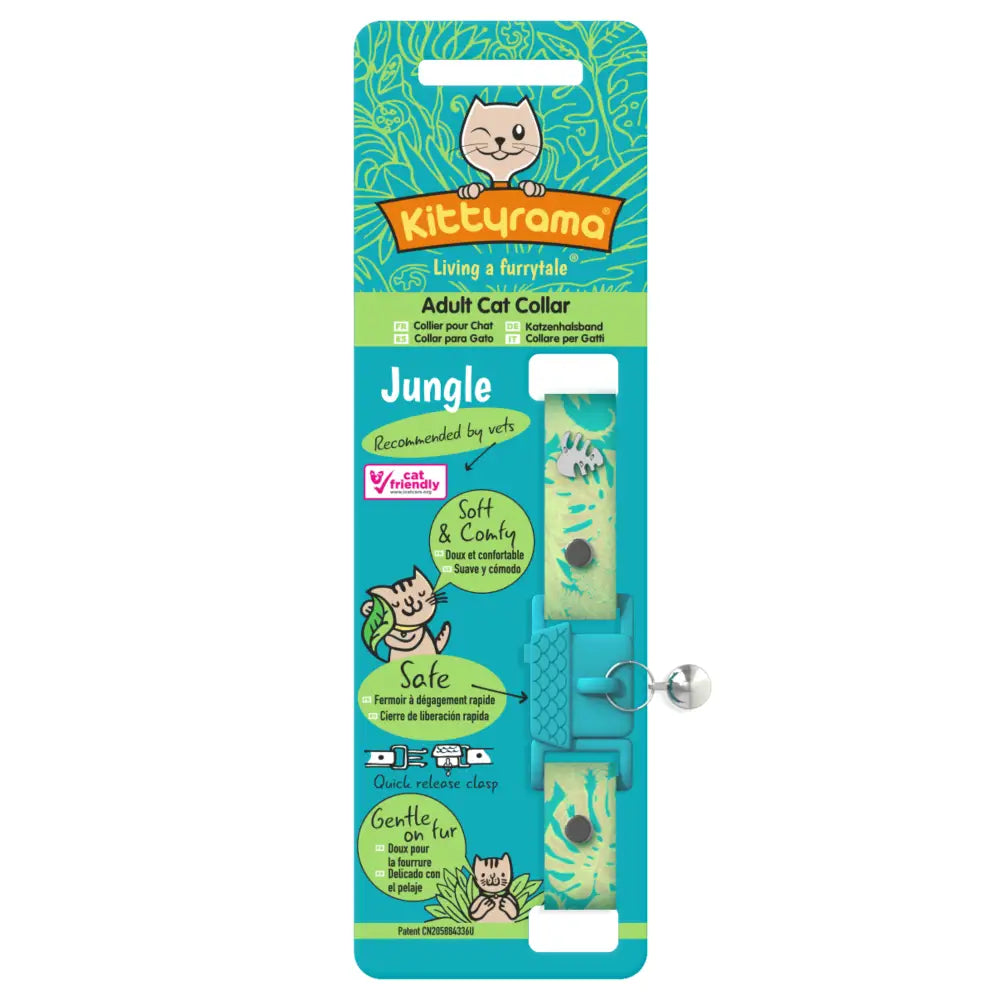 KITTYRAMA BOTANICALS JUNGLE CAT COLLAR - Quick Release Breakaway Hypoallergenic - Cat Supplies