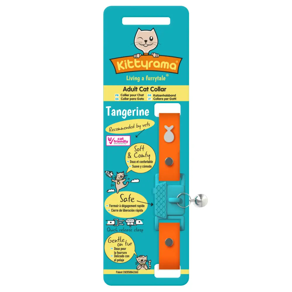 KITTYRAMA TANGERINE CAT COLLAR - Quick Release Breakaway Hypoallergenic - Cat Supplies