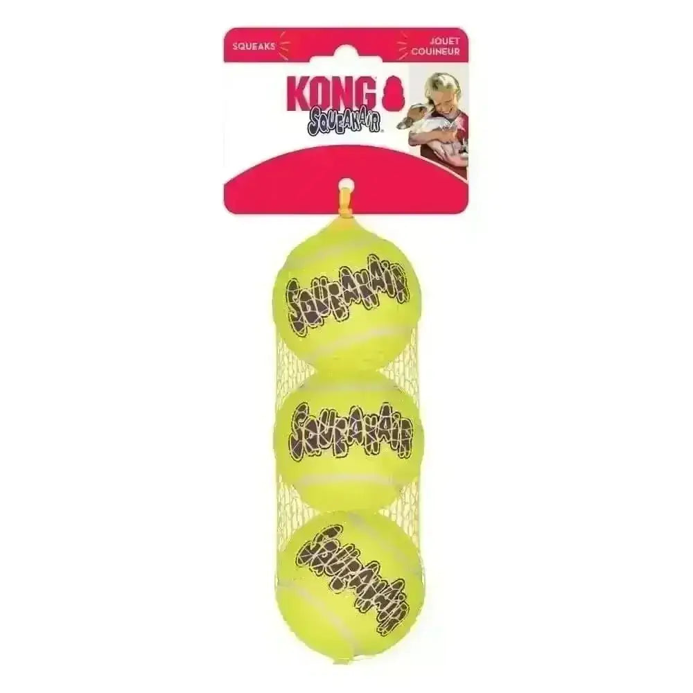 KONG Air Squeaker Tennis Ball in yellow with squeakair fetch toy design