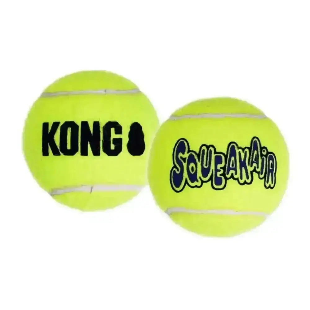 KONG Air Squeaker Tennis Ball with yellow design, KONG bone logo for pets
