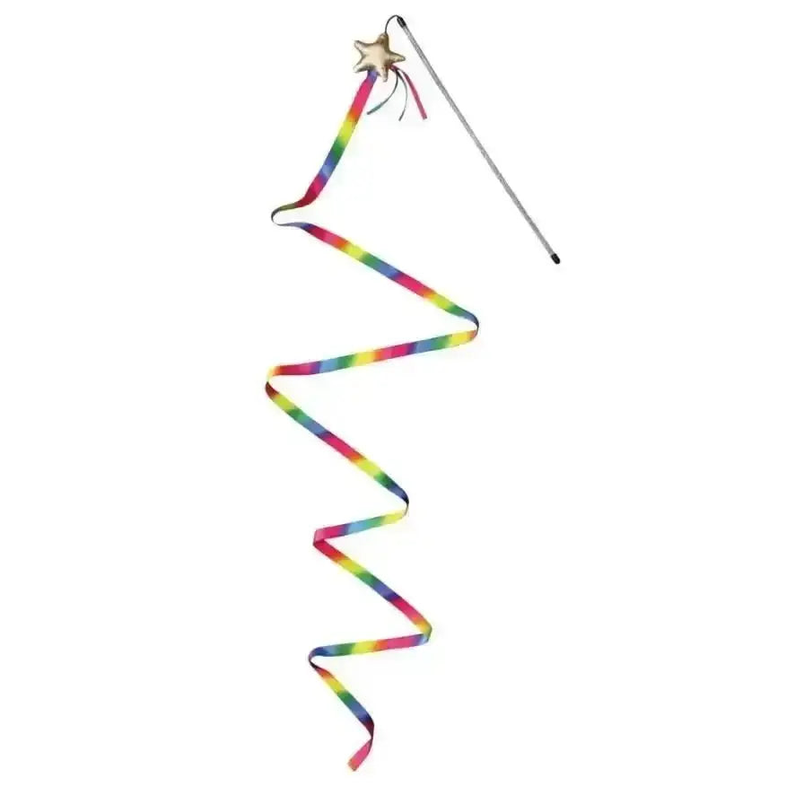 KONG Cat Stellar Teaser with chirping star rainbow ribbon wand