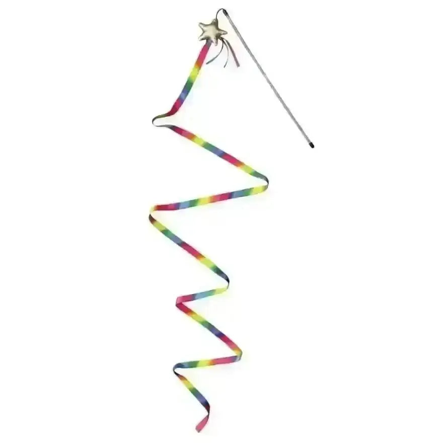KONG Cat Stellar Teaser with chirping star rainbow ribbon wand