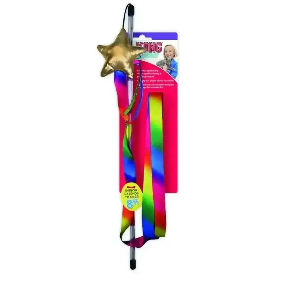 KONG Cat Stellar Teaser: rainbow wind chime with chirping star top
