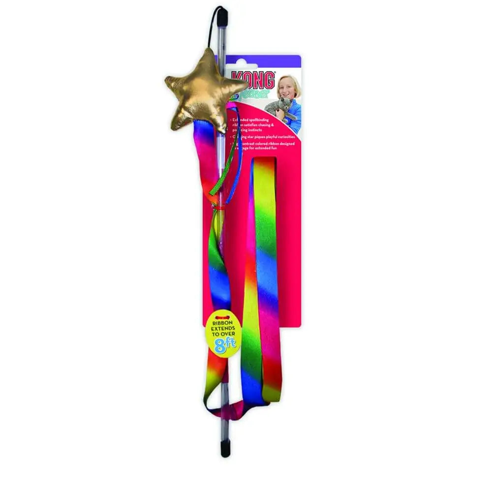 KONG Cat Stellar Teaser: rainbow wind chime with chirping star top