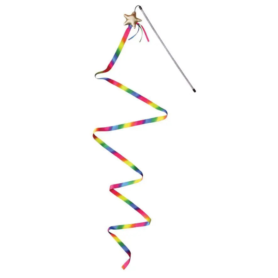 KONG Cat Stellar Teaser with chirping star rainbow ribbon wand