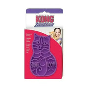 KONG Cat Zoom Groom purple cat-shaped brush reduces hairball formation and calms cats