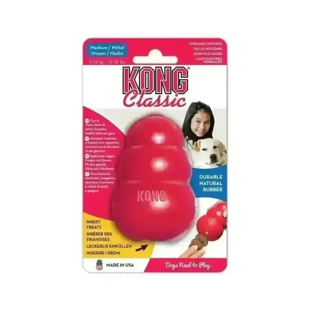 KONG Classic Red rubber toy with durable natural rubber and textured grip