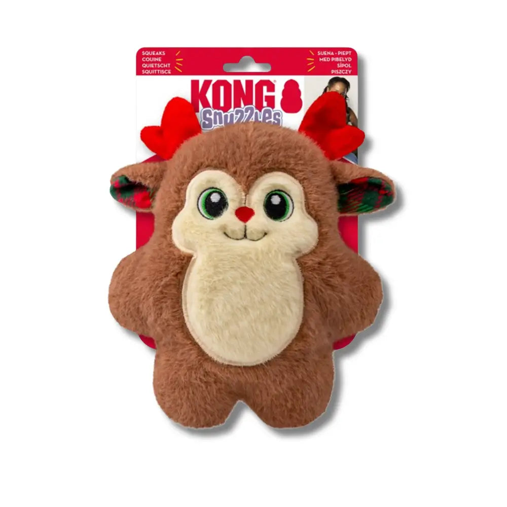 KONG Holiday Snuzzles holiday reindeer medium with full-body squeaker