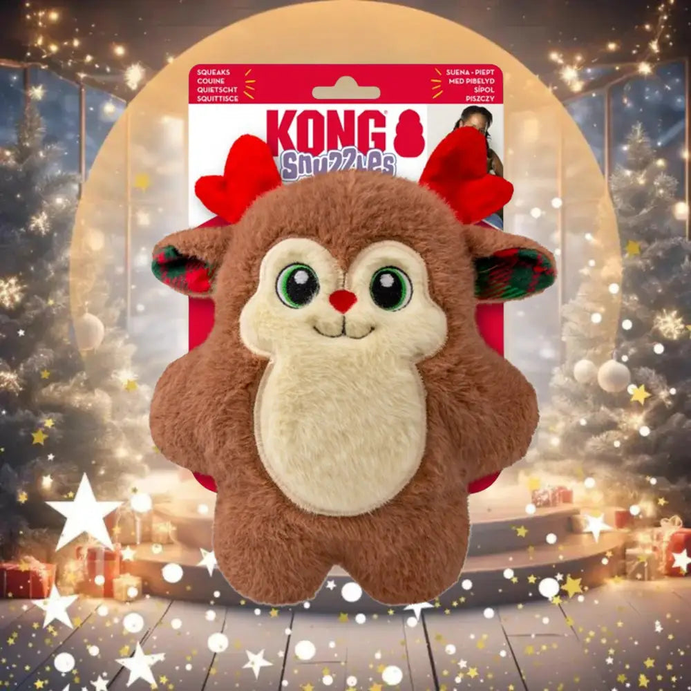 KONG Holiday Snuzzles Reindeer Medium with full-body squeaker toy