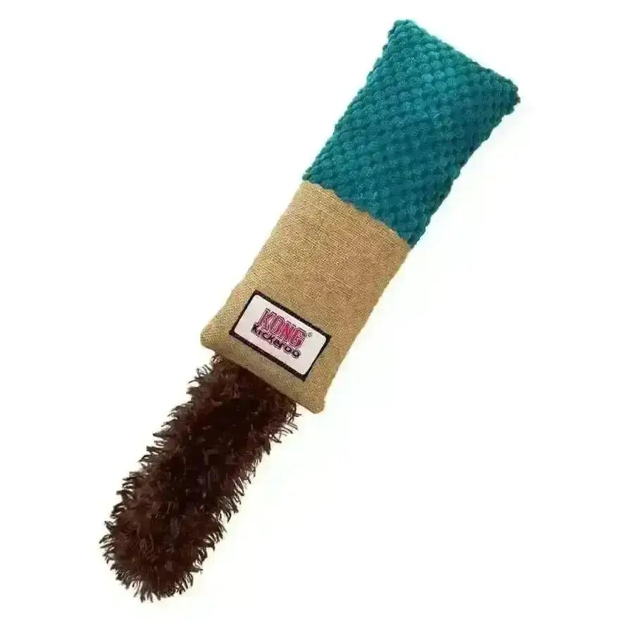 KONG Kickeroo Cuddler with brown and teal Kong extreme rope stick toy