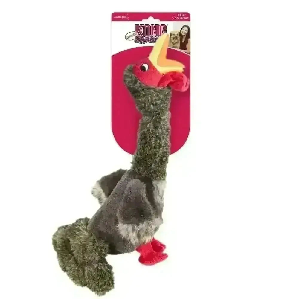 KONG Shaker Honker Large Turkey plush toy with green and brown feathers for natural chewing instincts