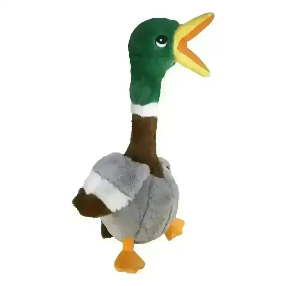 Plush KONG Shakers Honkers large duck toy with green head, brown body, and white collar