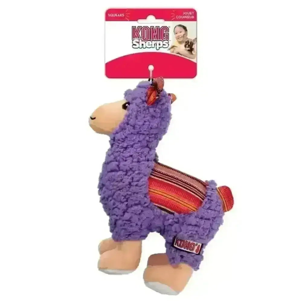 KONG Sherps Llama Medium purple alpaca plush with squeaker