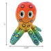 Colorful octopus toy with dimensions on a white background