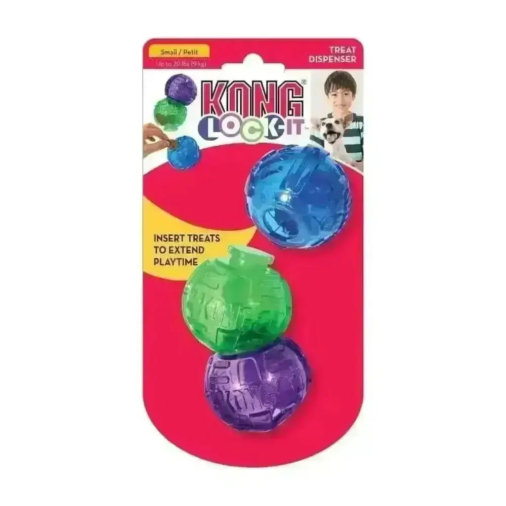 KONG Small Lock-It treat puzzle with colorful textured balls for mental engagement