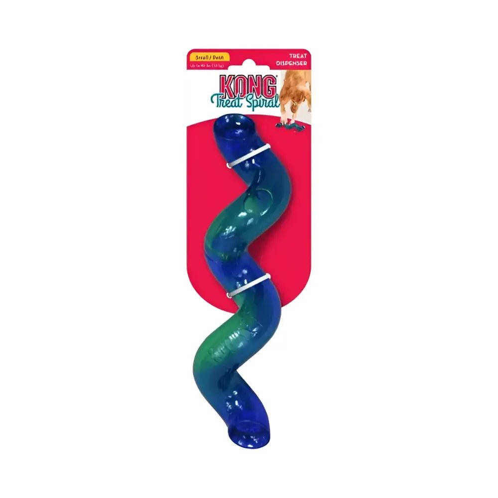 KONG Treat Spiral Stick toy in blue-green with unpredictable movement
