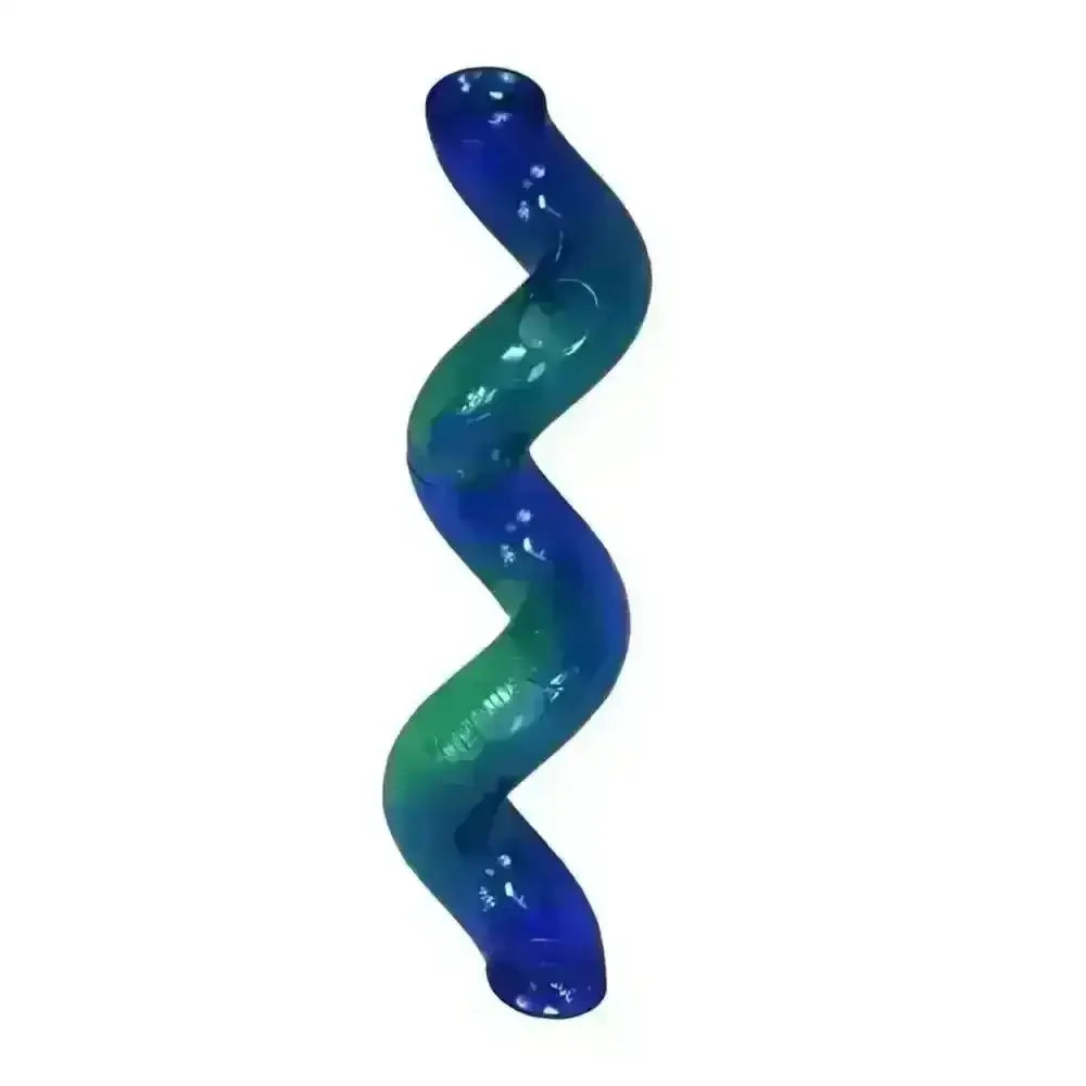 KONG Treat Spiral Stick: cobalt blue and emerald green glass pipe for unpredictable movement and physical stimulation