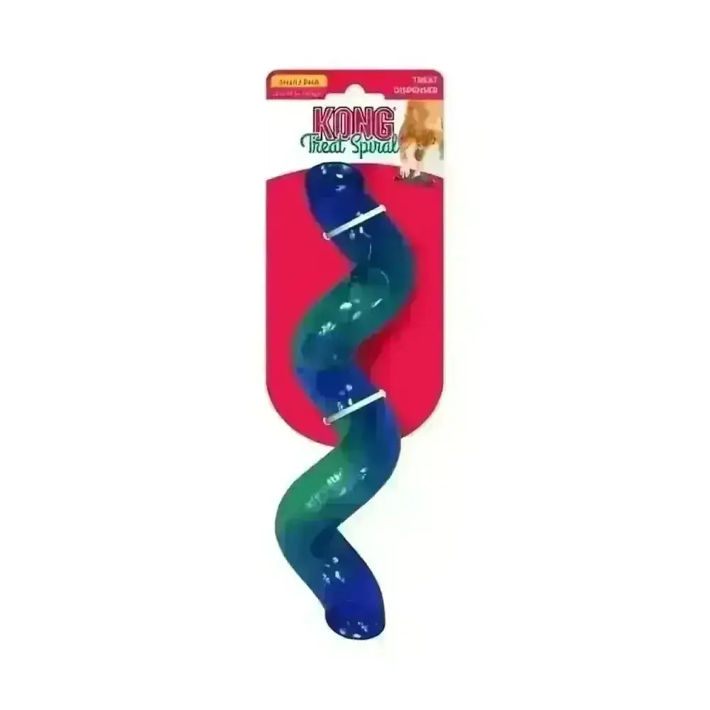 KONG Treat Spiral Stick toy in blue-green with unpredictable movement