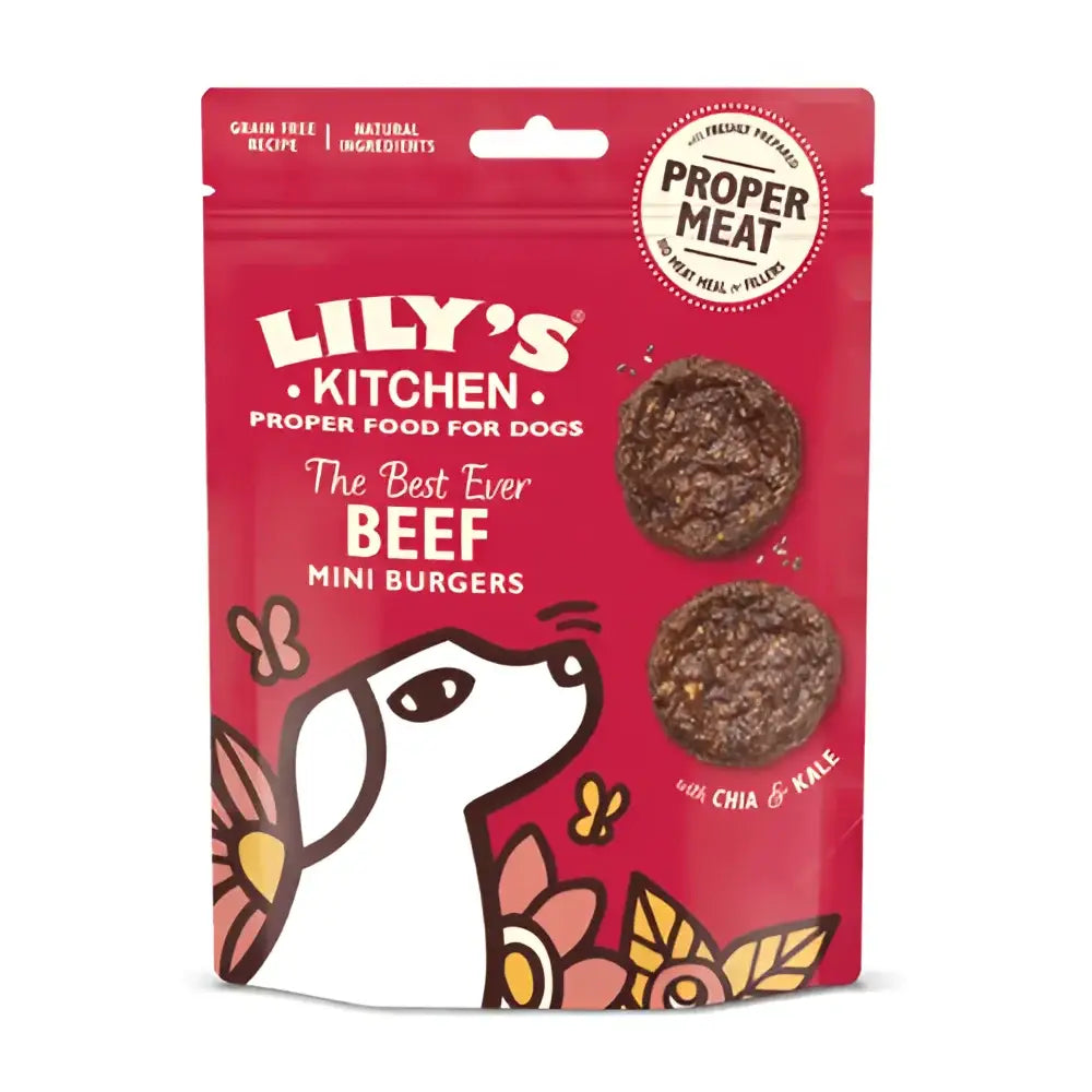 Lilys Kitchen Best Ever Beef Mini Burgers with freshly prepared beef and chia seeds
