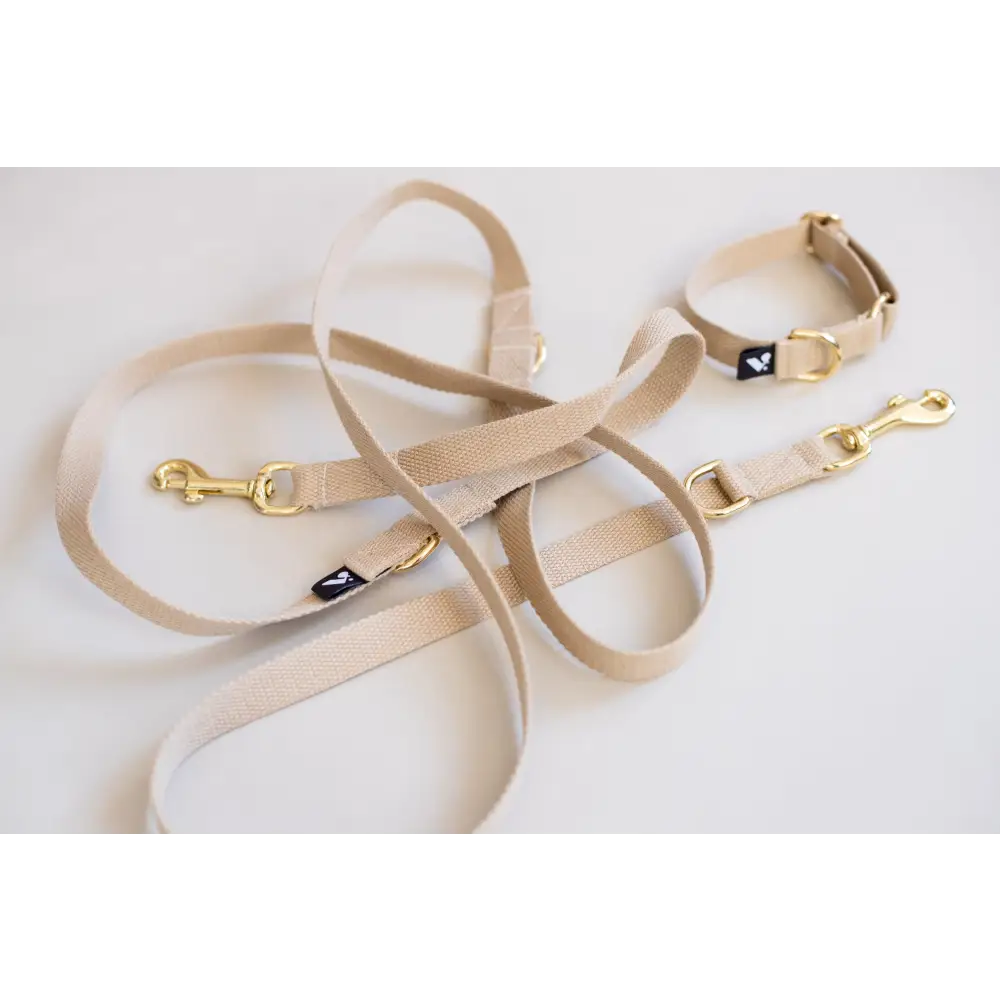 Long Cotton Multi Lead - Slim / Beige - Pet Collars & Harnesses