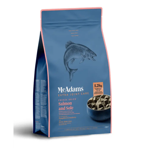 Blue bag of McAdams Extra Joint Care Salmon and Sole