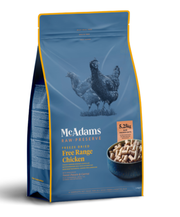 McAdams Raw Preserve Free Range Chicken sits on a white background