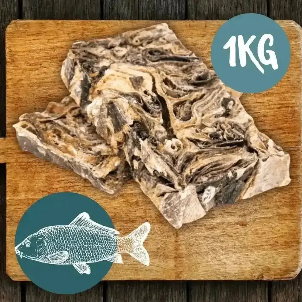 Mighty Fish Chews: 1kg dog fish fillet on wooden board