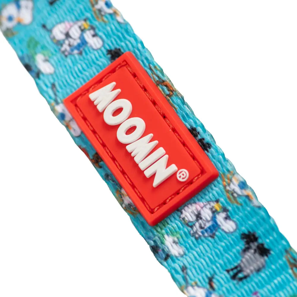 Moomins Blue Holiday dog lead with floral pattern and red clasp by Soho Poms