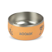 Orange Moomins Peach Lunar Bowl with stainless steel interior for natural cat food or best wet dog food