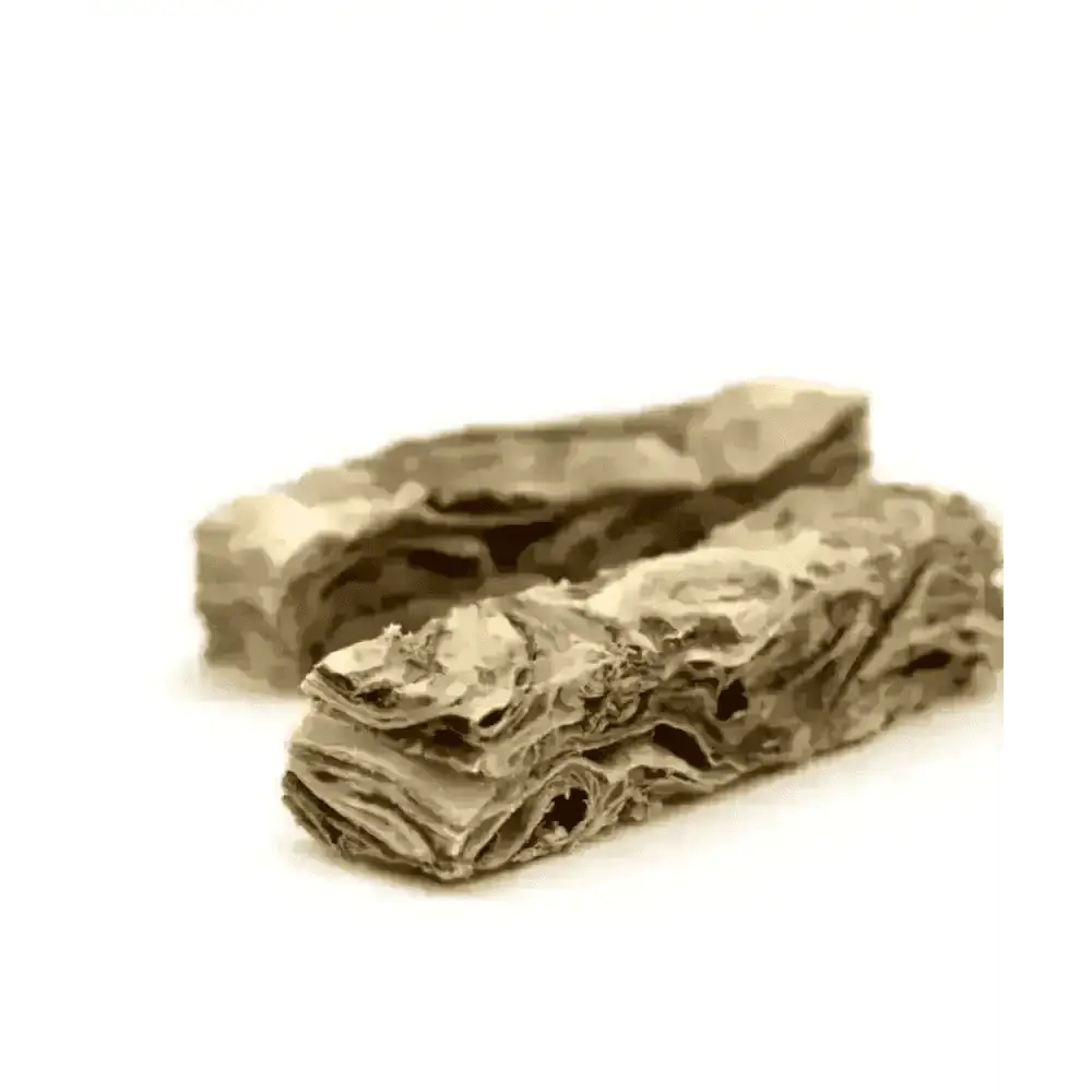 Dried oyster shells with natural texture and color variations for White Fish Skins in Fish Fingers